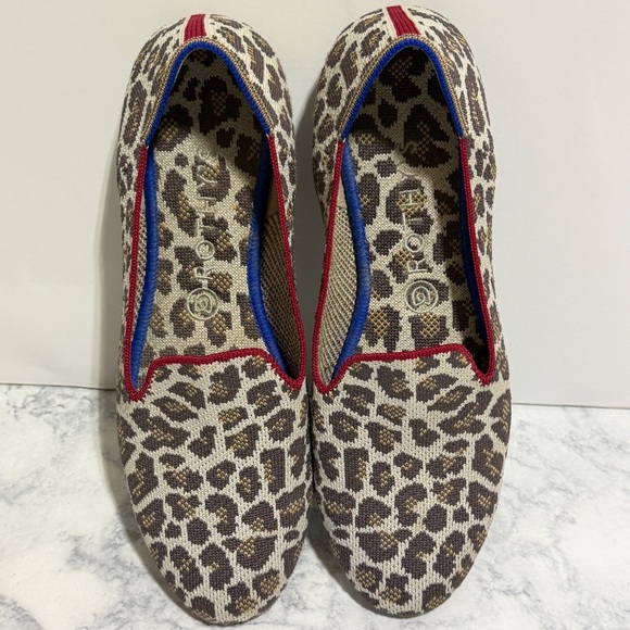 Rothy's "Mocha Spot" cheetah brown leopard print Loafers flats washable size 10 - Picture 6 of 9